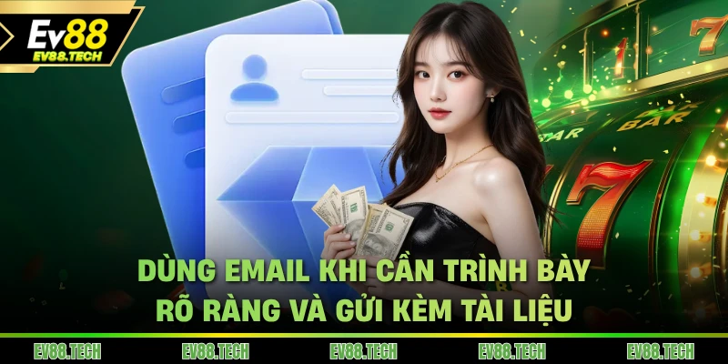 Dùng email liên hệ EV88 khi cần trình bày rõ ràng và gửi kèm tài liệu